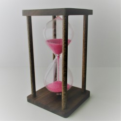 Sanduhr 0.5 Min. 15 cm Rosa, im Holzgestell Nussbaum dunkel