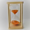 Sanduhr 10 min. 15 cm Orange, im Holzgestell Buche viereckig