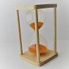 Sanduhr 10 min. 15 cm Orange, im Holzgestell Buche viereckig