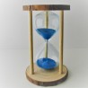 Sanduhr 5 Min. 16cm Hellblau, Glas im Naturholz Gestell,
