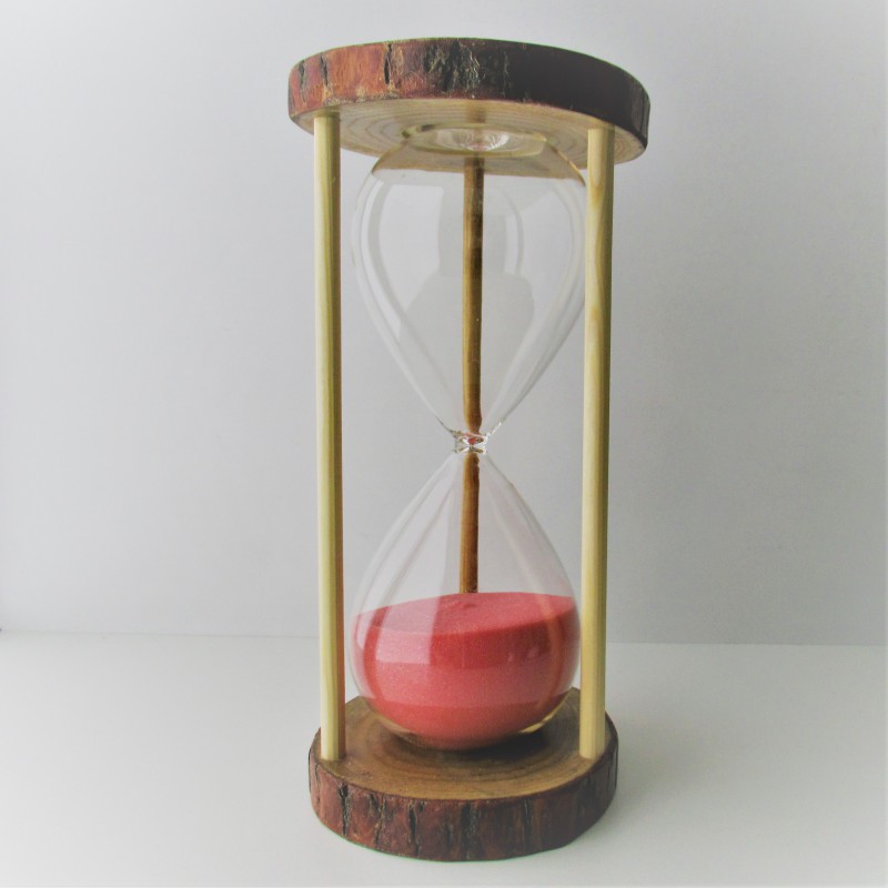 Sanduhr 45 Minuten 23cm Glas im Naturholz Gestell,