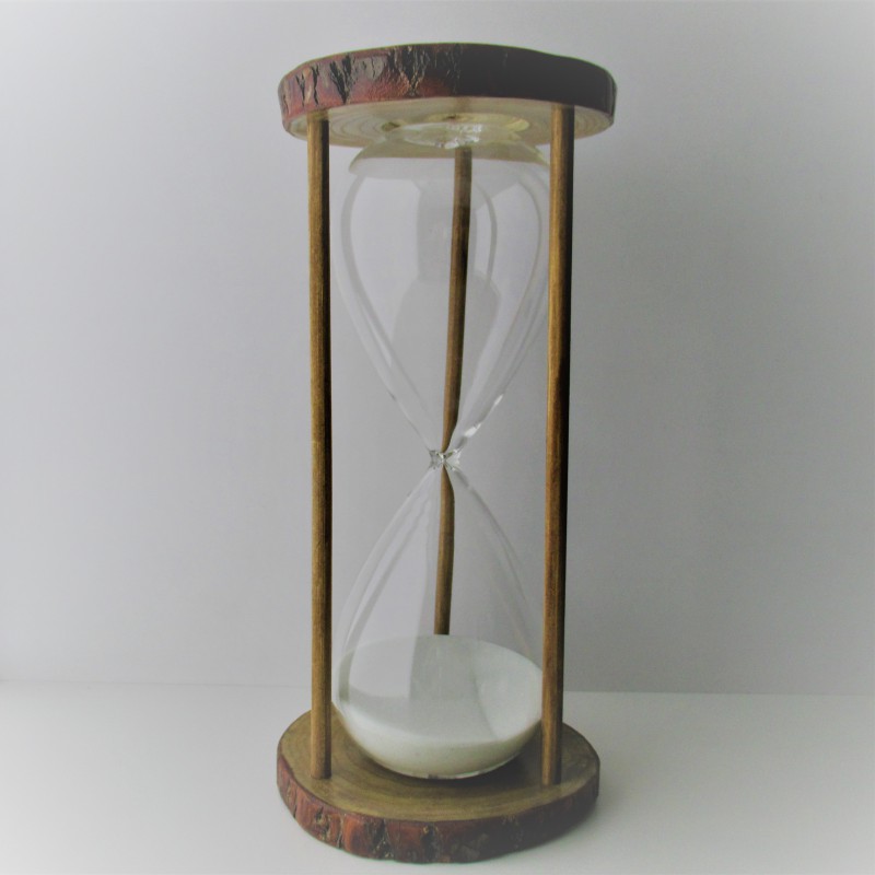Sanduhr 60 Min. 28cm Glas im Naturholz Gestell,