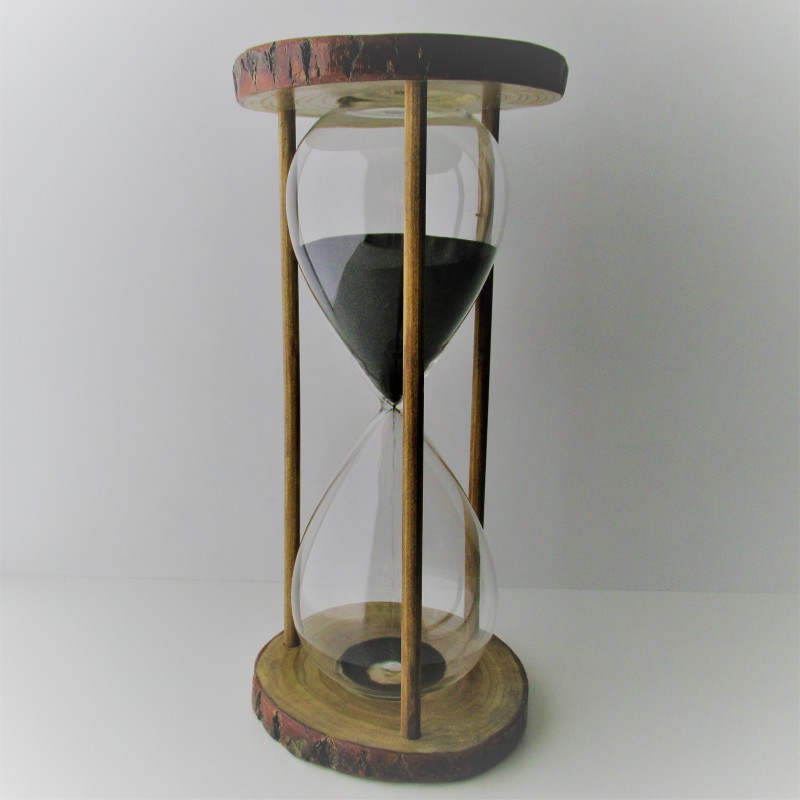 Sanduhr 60 Min. 28cm Glas im Naturholz Gestell,