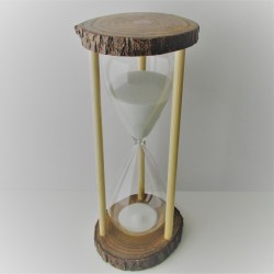 Sanduhr 50 Min. 28cm Weiss, Glas im Naturholz Gestell,
