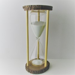 Sanduhr 50 Min. 28cm Weiss, Glas im Naturholz Gestell,