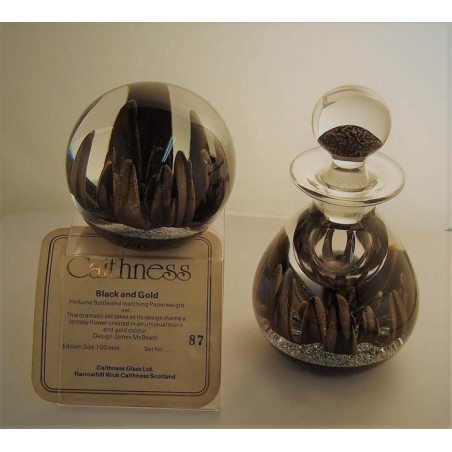 Glas Briefbeschwerer & Flacon GB Caithness 1980