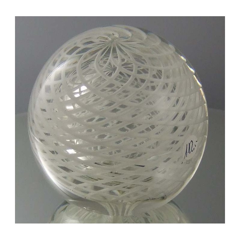 Glas Briefbeschwerer 7.5cm Traumkugel weiss  1997 GB