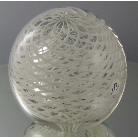 Glas Briefbeschwerer 7.5cm Traumkugel weiss  1997 GB