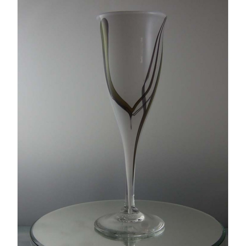 Glas-Flöte 24cm weiss-grün  Edelmann 1988 DE