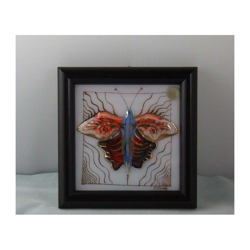 Glas Bild 9.5cm Schmetterling  E&E Plank 1987 AT Glas Bild 9.5cm Schmetterling  E&E Plank 1987 AT