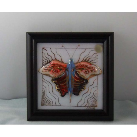 Glas Bild 9.5cm Schmetterling  E&E Plank 1987 AT