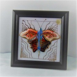 Glas Bild 9.5cm Schmetterling  E&E Plank 1987 AT