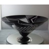 Glas Schale 26cm Schwarz Sandgestrahlt 1987 Charli Meker GB
