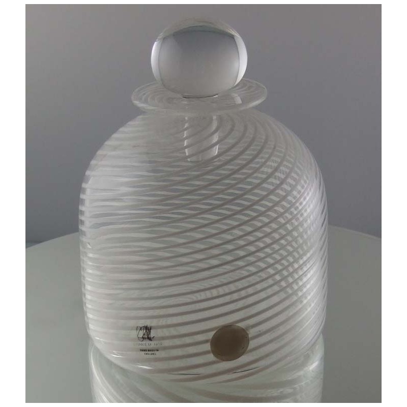 Glas Flacon 11cm klar - weiss 1987 GB