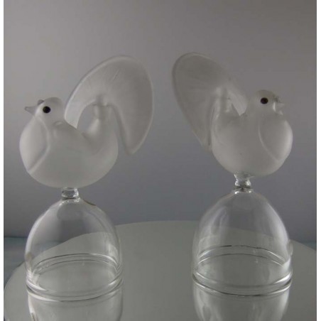 Glas Flacon 14cm Vögel 1990 CH