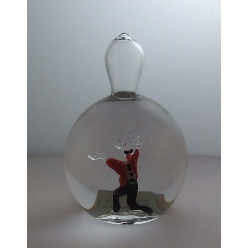 Glas Briefbeschwerer 12cm Clown mit Wasser 1990 CH Glas Briefbeschwerer 12cm Clown mit Wasser 1990 CH