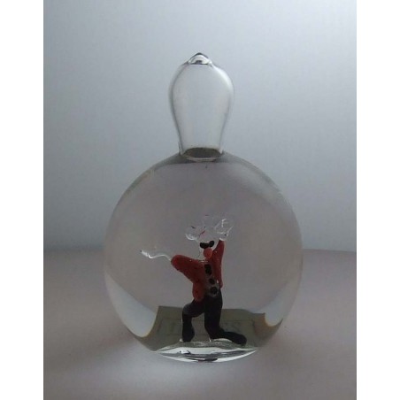 Glas Briefbeschwerer 12cm Clown mit Wasser 1990 CH