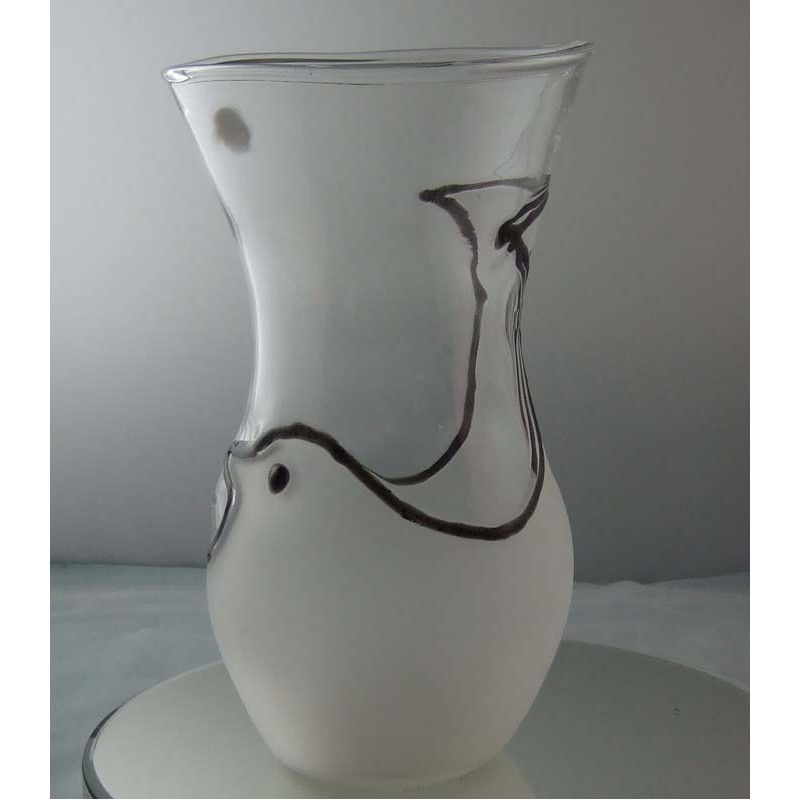 Glas Vase 21cm Vogel 1988 CH