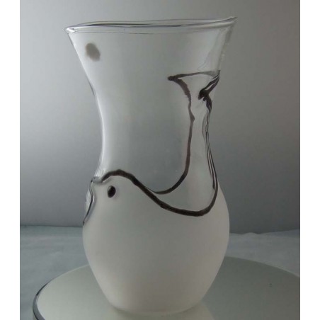 Glas Vase 21cm Vogel 1988 CH