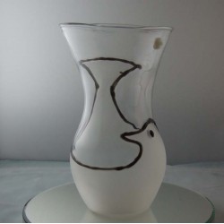 Glas Vase 21cm Vogel 1988 CH