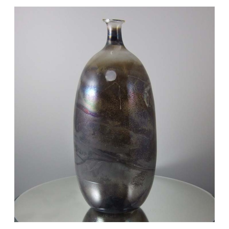 Glas Vase 19cm von P. Molnar  1978 DE