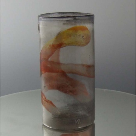 Glas Vase 11cm von P. Molnar  1977 DE