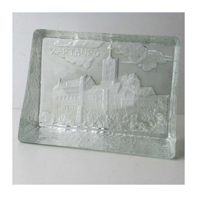 Glas Briefbeschwerer 11cm klar Wartburg AT Glas Briefbeschwerer 11cm klar Wartburg AT