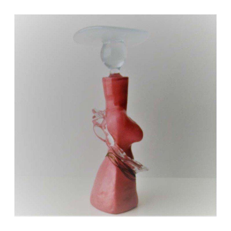 Glas Flacon 17.5cm Frau   rot FR