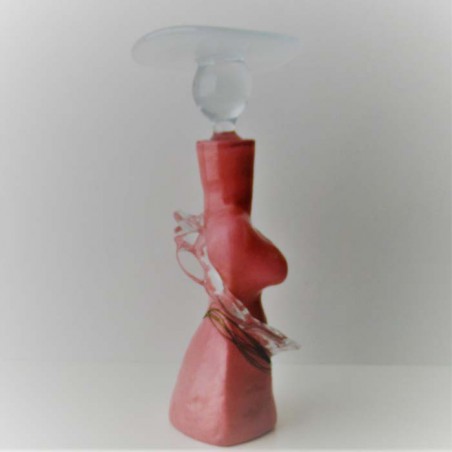 Glas Flacon 17.5cm Frau   rot FR