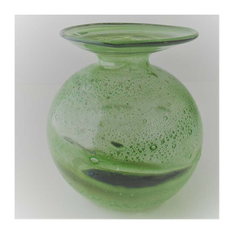 Glas Vase 10.6cm A.Molnar grün DE 1990
