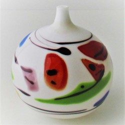 Glas Vase 7cm weiss - bunt  R. Moisicheck CH