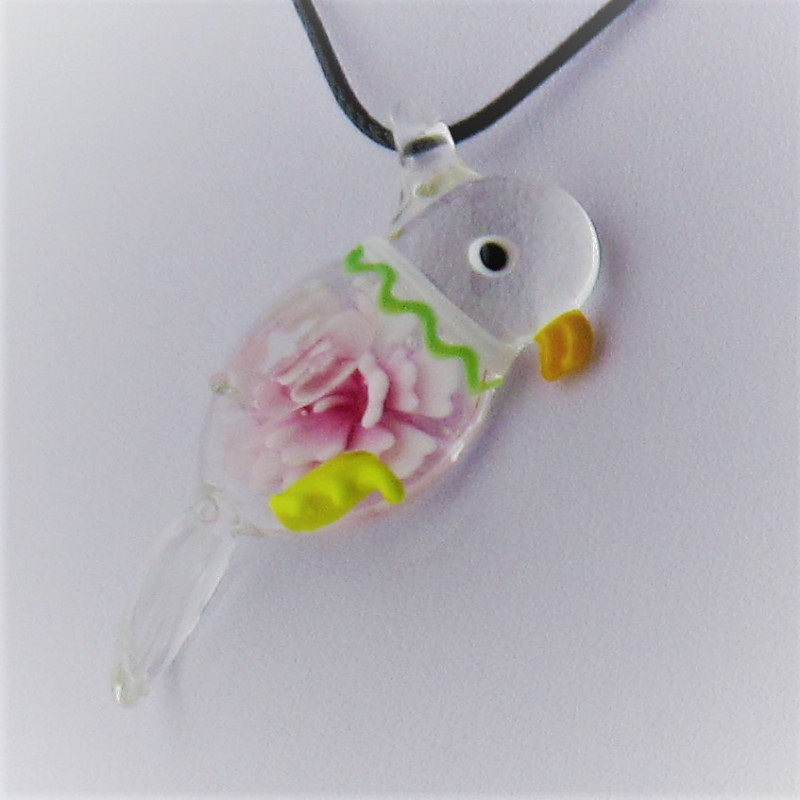Muranoglas Papagei 55mm Innen Blume  zum hängen