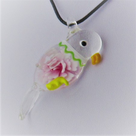 Muranoglas Papagei 55mm Innen Blume  zum hängen