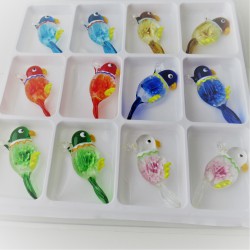 Muranoglas Papagei 55mm Innen Blume  zum hängen
