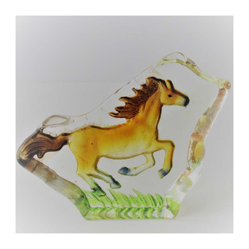 Glas Brocken10cm mit Pferd Figur