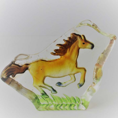 Glas Brocken10cm mit Pferd Figur