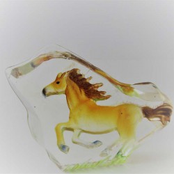 Glas Brocken10cm mit Pferd Figur