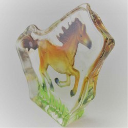 Glas Brocken10cm mit Pferd Figur