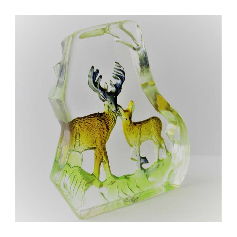 Glasbrocken 8cm mit Hirsch Figur