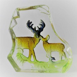 Glasbrocken 8cm mit Hirsch Figur