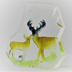 Glasbrocken 8cm mit Hirsch Figur