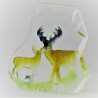 Glasbrocken 8cm mit Hirsch Figur