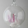 Glaskugel mit Kristall 7.5cm Engel rosa  zum hängen und stellen