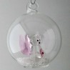 Glaskugel mit Kristall 7.5cm Engel rosa  zum hängen und stellen