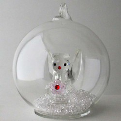 Glaskugel mit Kristall 7.5cm Engel rosa  zum hängen und stellen