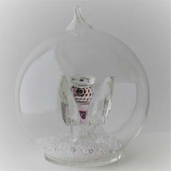 Glaskugel mit Kristall 7.5cm Engel rosa  zum hängen und stellen