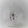 Glaskugel mit Kristall 7.5cm Engel rosa  zum hängen und stellen