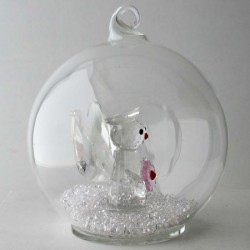 Glaskugel mit Kristall 7.5cm Engel rosa  zum hängen und stellen