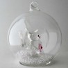 Glaskugel mit Kristall 7.5cm Engel rosa  zum hängen und stellen