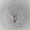 Glaskugel mit Kristall 7.5cm Engel rosa  zum hängen und stellen